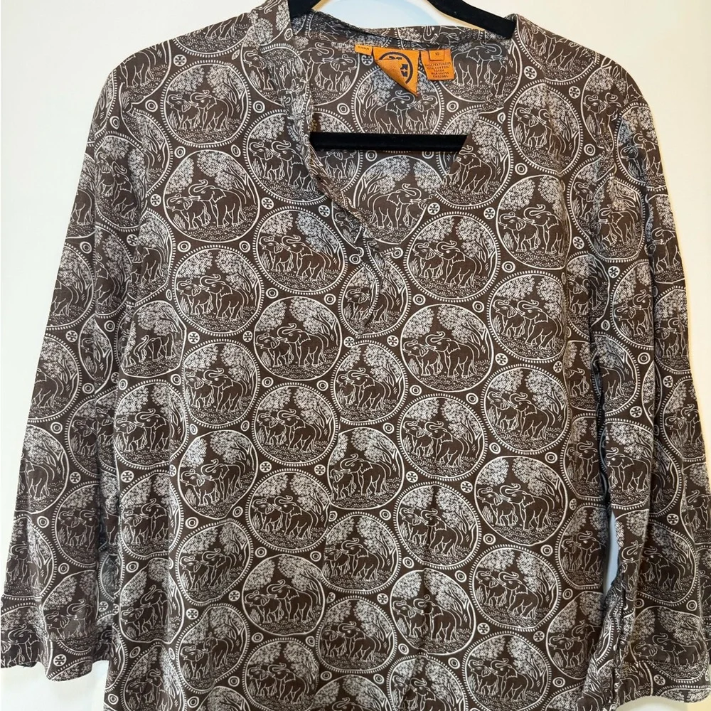 Tory Burch Brown and Cream‎ Elephant Print dress